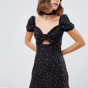 ASOS Glamorous tie front star print dress